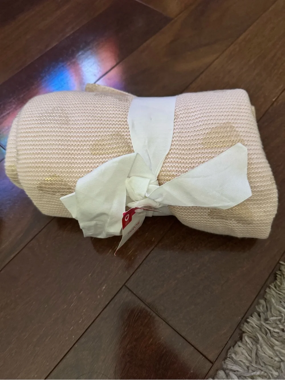 Soft Pink Knit Heart Throw Blanket